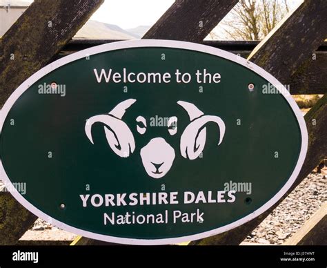 Official Sign Of Yorkshire Dales National Park Featuring Swaledale Ram