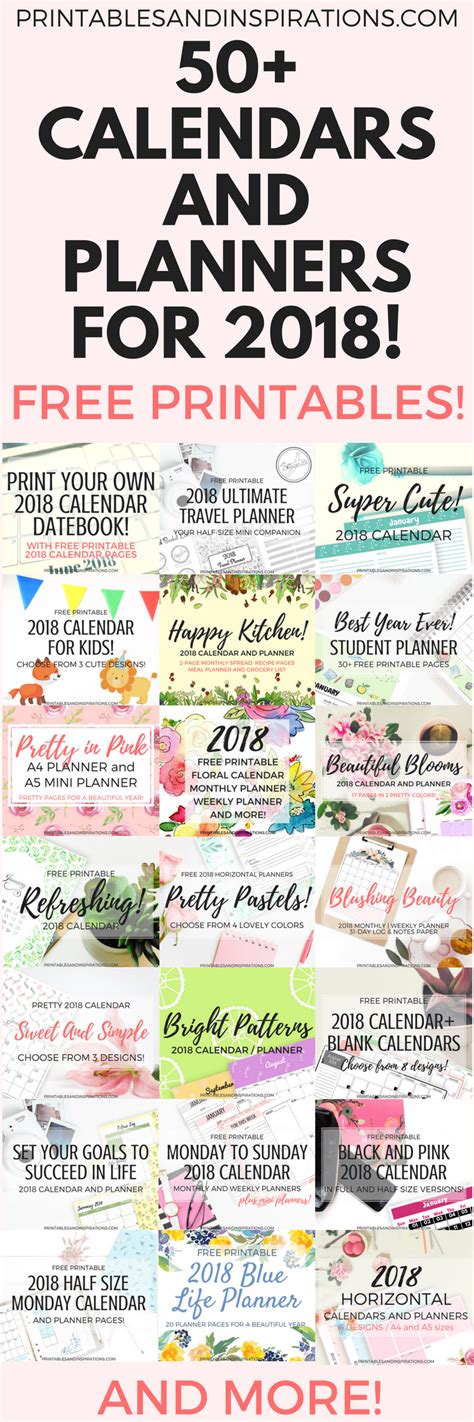 Free Printable Calendars And Planners For 2018 50 Designs