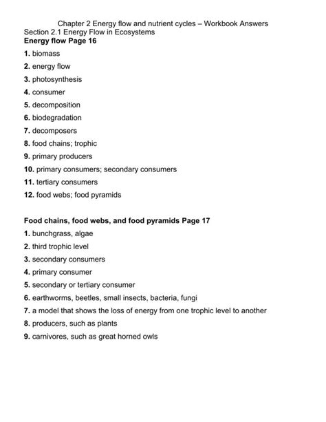 3 3 Energy Flow In Ecosystems Worksheet Answers Db