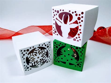 3 Svg Cut Files Christmas Ornaments Box Svg Templates Round Etsy