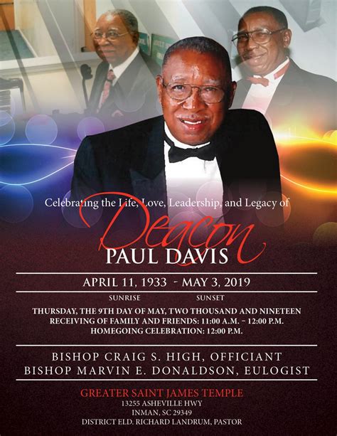 Deacon Paul Davis Homegoing Celebration Program By Fresh917 Issuu