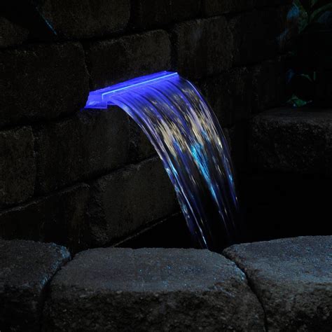 Lighted Waterfall Led Spillway Water Walls Backyard Water Feature