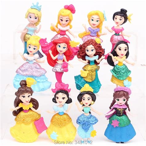 12pcs Pocahontas Elsa Anna Mulan Pvc Action Figures Mermaid Moana