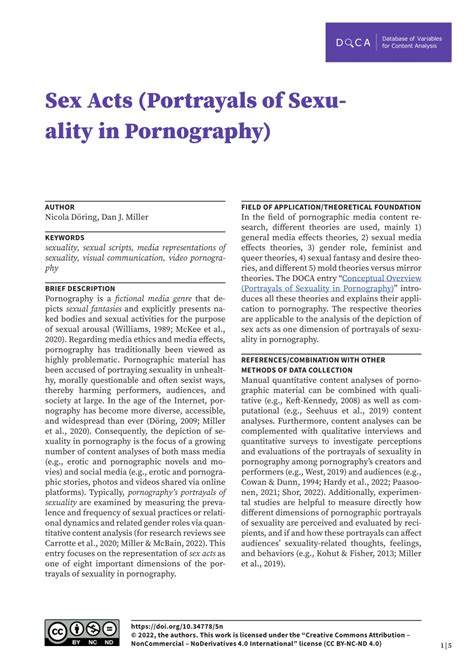 Pdf Sex Acts Portrayals Of Sexuality In Pornography Doca
