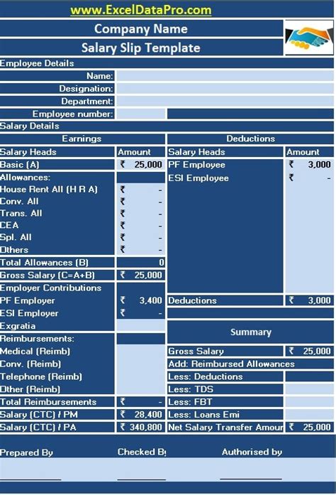 Download Corporate Salary Slip Excel Template Exceldatapro
