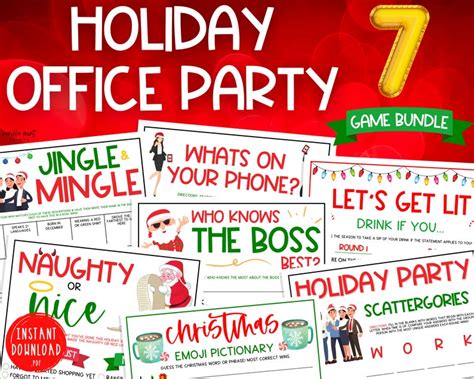 Holiday Office Party 7 Game Bundle Xmas Party Games Etsy