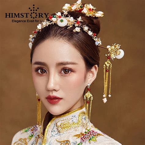 Himstory Traditional Chinese National Wedding Hair Accessories Brides