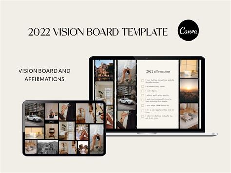2022 Moodboard And Vision Board Template Canva Template Desktop Etsy