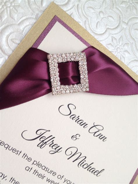 50% off wedding invitations, programs, place cards & more shop now > use code create your own fun and fabulous customized 50th golden wedding anniversary surprise party invitations personalize the name, date, and details for your special silver wedding anniversary celebration. Elegantly Couture Rhinestone Wedding Invitation, wine ...