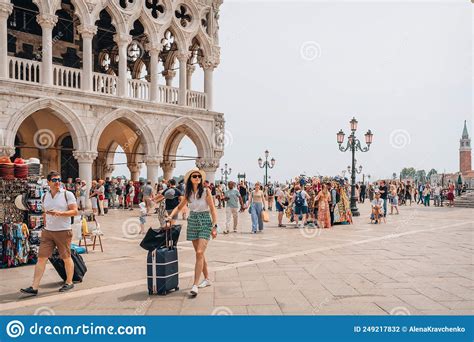 Tourists Arriving At The San Marco Square In Venice Italy Editorial Photography Image Of