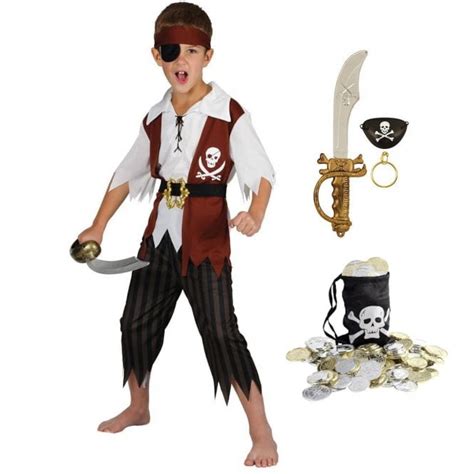 Cutthroat Pirate Cutlass Earring Eyepatch Set Coin Bag Costume