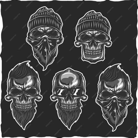 Premium Vector Set Of Skulls Isolated On Black