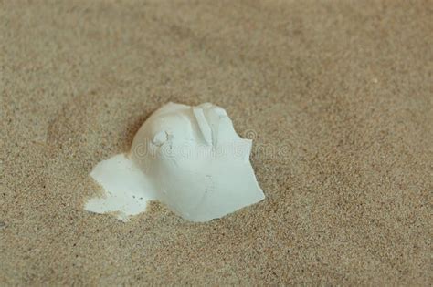 A Piece Of Plaster Face Sculpture In The Sand Stock Photo Image Of