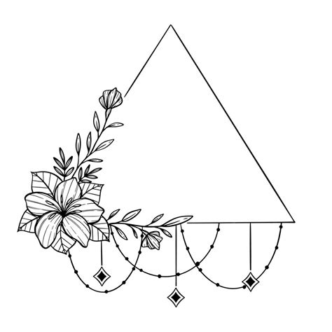 Premium Vector Triangle Floral Frame Hand Drawn Flower Borders