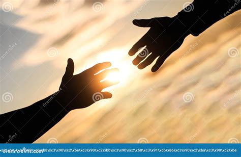 Giving A Helping Hand Rescue Helping Gesture Or Hands Stock Image