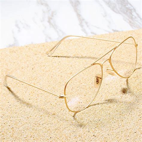 coasion classic non prescription aviator glasses clear lens metal frame eyewear for men women