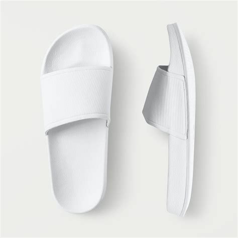 White Slide Sandal Mockup Slippers Premium Image By