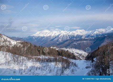 Mountains Covered With Snow Snowcaps Landscape Stock Photo Image Of