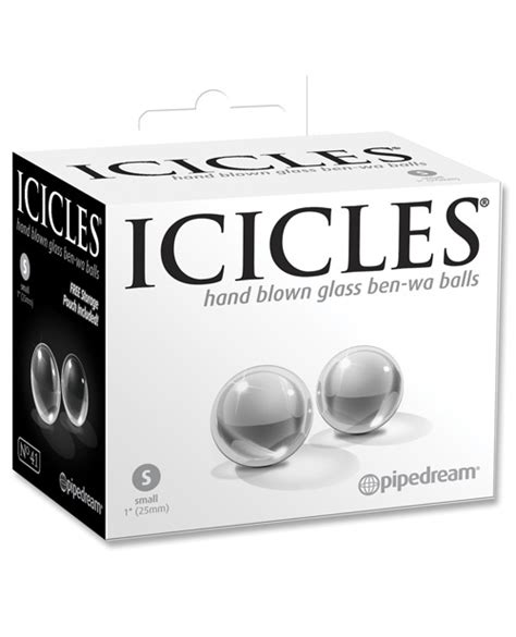 Icicles No 41 Hand Blown Glass Ben Wa Balls Small Clear Stimulator Sex