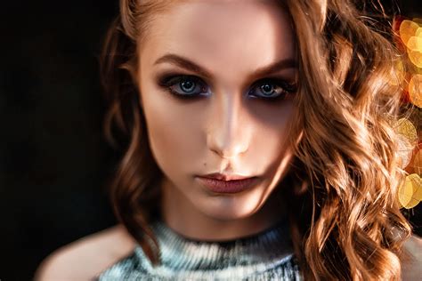 Girl Redhead Woman Blue Eyes Smile Face Model Wallpaper