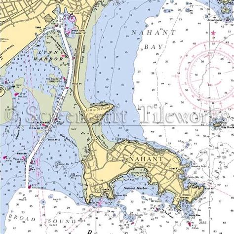 Massachusetts Nahant Bay Nautical Chart Decor Nautical Chart