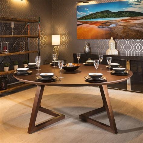 Quatropi Luxury Large 10 Seater 180cm Luxury Round Dining Table Walnut