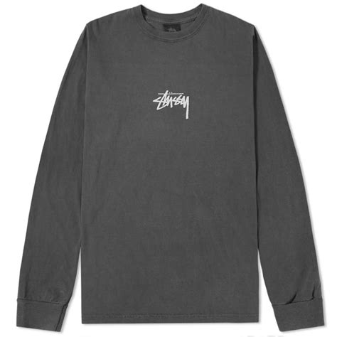 Stussy Long Sleeve Pigment Dyed Stock Tee Black End Nl