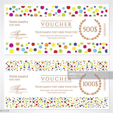 Colorful Voucher T Certificate Coupon Template Banknote Money