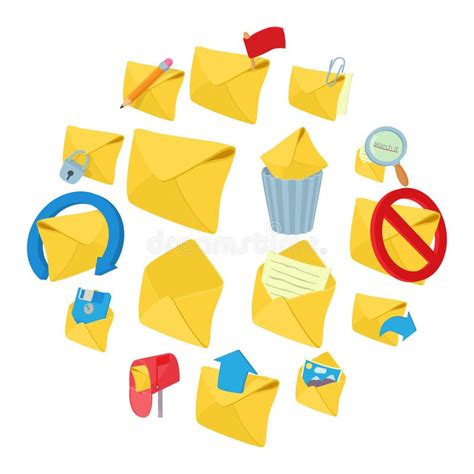 Mail Icons Set Cartoon Style Stock Vector Illustration Of Object