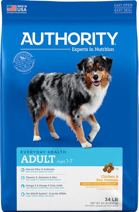 Maybe you would like to learn more about one of these? AUTHORITY Chicken & Rice Formula Adult Dry Dog Food, 34-lb ...