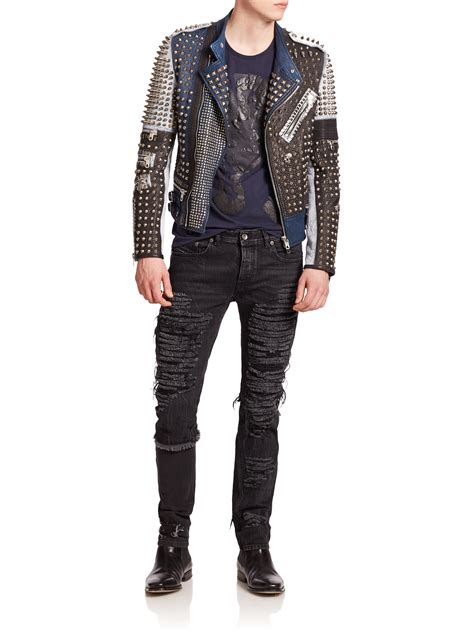 Remember to not be too liberal with the. Diesel Black Gold Lustice Studded Leather Jacket in Black ...