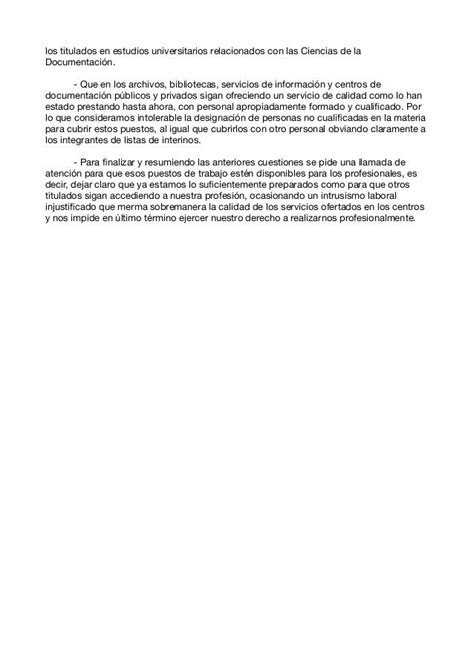Carta Abierta De Alumnos Y Exalumnos Del Grado En Información Y Docum