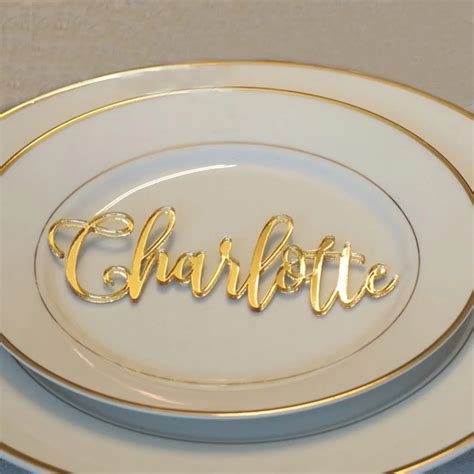 Big Gold Mirror Acrylic Personalized Wedding Laser Cut Place Cards For