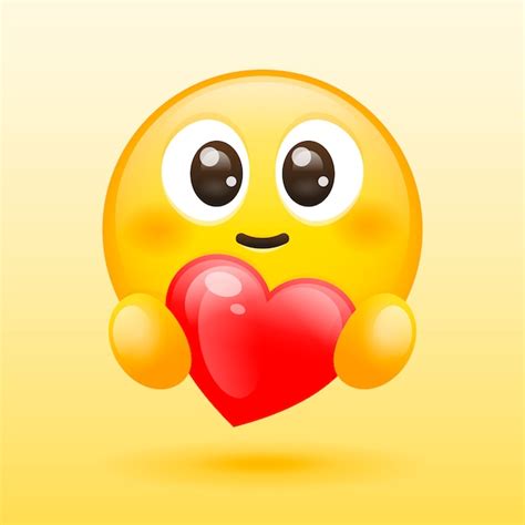 Care Emoji With Red Heart Premium Vector