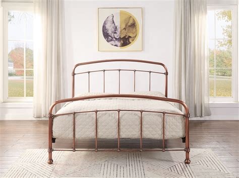Somerville Queen Antique Distressed Copper Effect Plated Bed