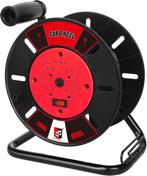 Buy Ep Extension Cord Storage Reel With 4 Grounded Outlets Heavy Duty