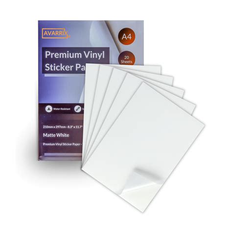 A4 Vinyl Sticker Paper White Matte For Laser Printer 20 Sheets