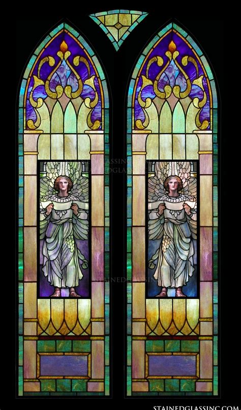 Tiffany Angel With A Scroll Religious Stained Glass Window