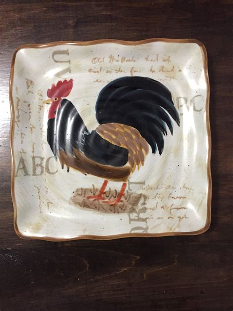 Decorative Rooster Plate Square Rooster Plate Kitchen Decor | Etsy | Rooster plates, Rooster ...