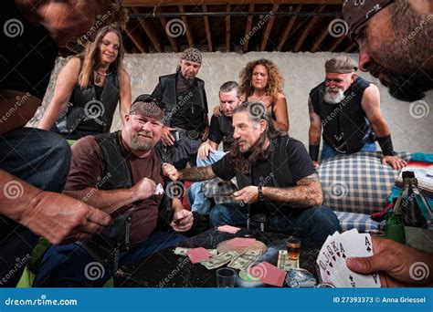 Biker Gang Member With Weapons And Alcohol Royalty Free Stock Photo