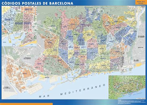 Barcelona Códigos Postales Mapas Murales de España y el Mundo