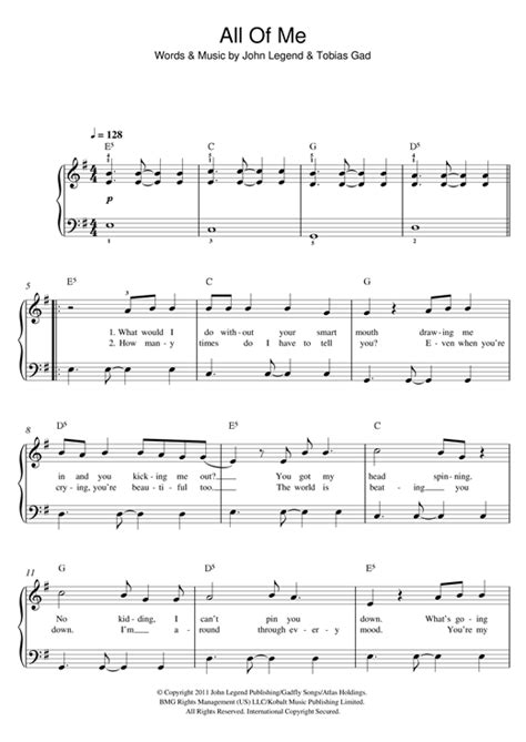 Sign up now or log in to get the full version for the best price online. All Of Me piano sheet music by John Legend - Easy Piano