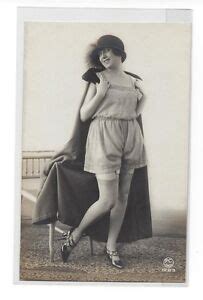 Vintage Original French Photo Postcard Risque Hat Garters Sexy P C