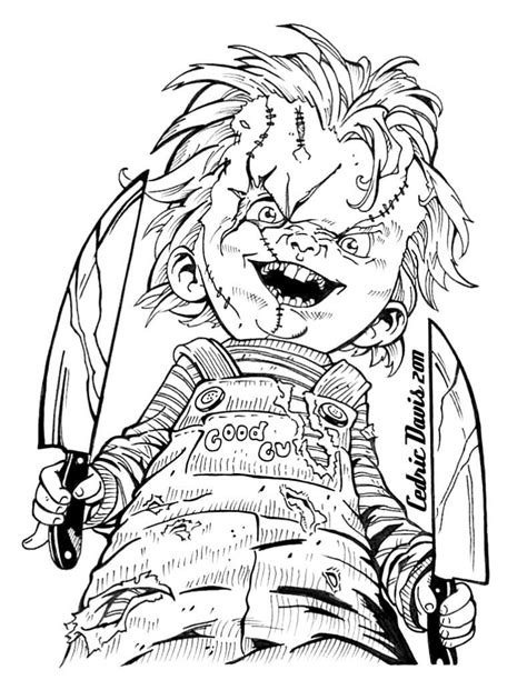 Dibujos De Chucky Con Un Cuchillo Para Colorear Para Colorear Pintar E