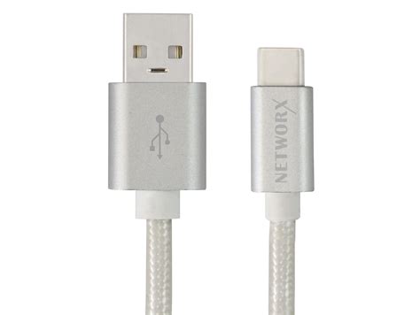 Networx Daten und Ladekabel USB C auf USB Textilkabel m weiß