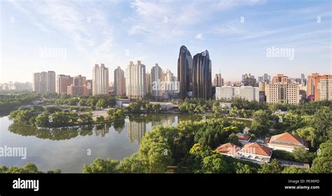 Skyline Of Beijing With View Of Chaoyang Park Plaza From Chaoyang Park