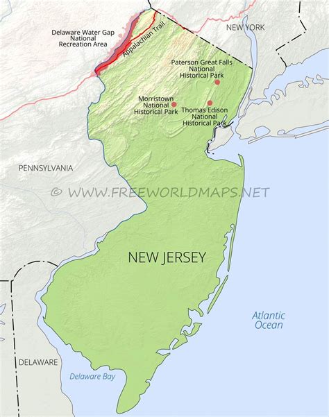 Physical Map Of New Jersey