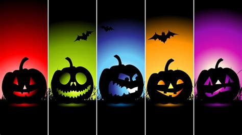 Colorful Background Pumpkins Bats Hd Cute Halloween Wallpapers Hd