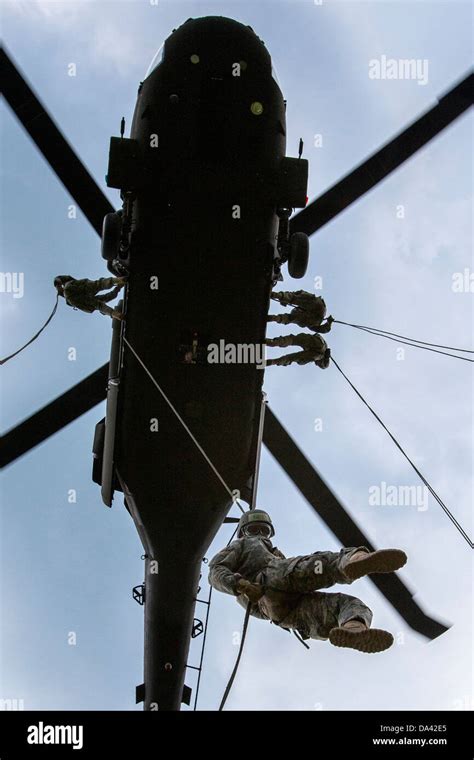 National Guard Njng Uh 60 Black Hawk Black Hawk Rappelling Soldier