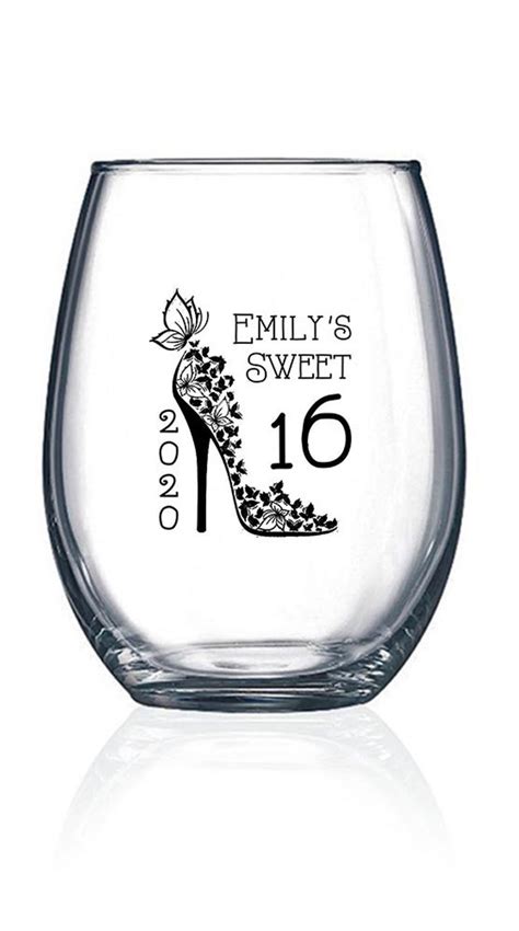 Set Of 24 Personalized Custom Sweet 16 Sweet Sixteen Party Etsy Personalized Glassware